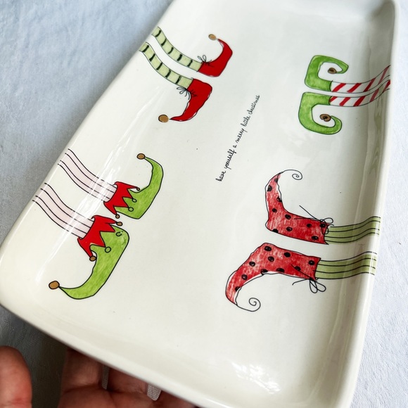 Rae Dunn Magenta 13.5 rectangle Elf Have yourself a Merry Lil Christmas … - Picture 3 of 10